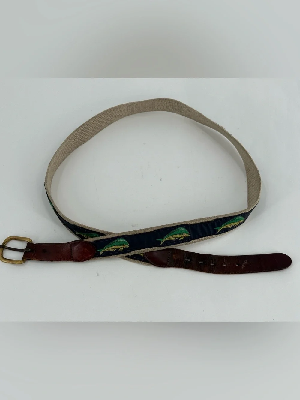 Leather Man Vintage Ahi Tuna Canvas & Leather Men’s Belt 42